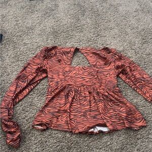 Zebra Print Long Sleeve Top